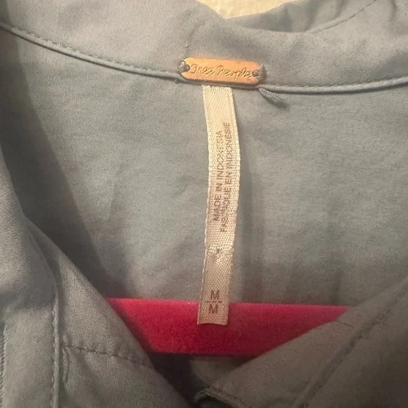 Free People Brown Eyed Girl Light Blue Poplin Button Down Shirt - Picture 4 of 4